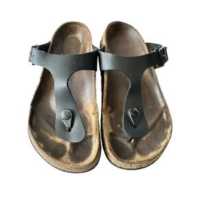Birkenstock Gizeh Leather Thong Sandals Women's 37/6 Black